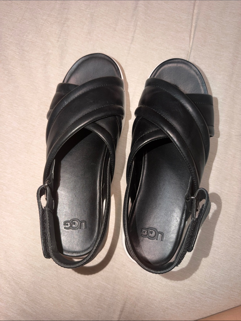 UGG Black Quilted Crossover Slingback Sandals - Picture 1 of 5